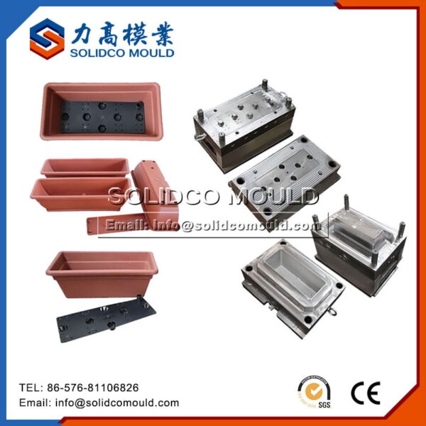 Square Plastic Flower Pot Mould With Base Tray