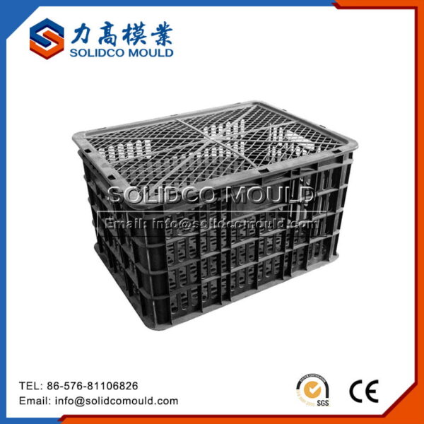 Grey Plastic Crate With Lid Mould